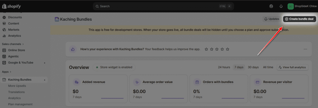 create bundle deal in Kaching app