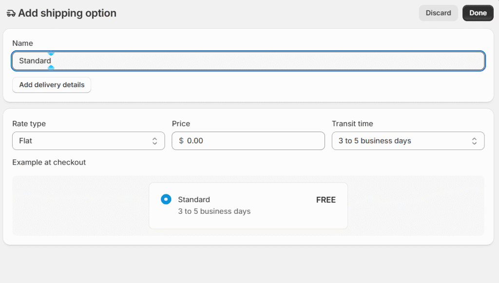 Add shipping option