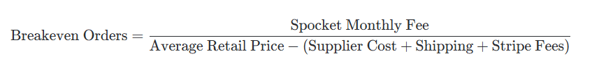 Breakeven Orders formula