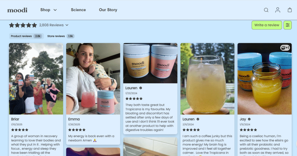 Moodi uses Loox shopify review app