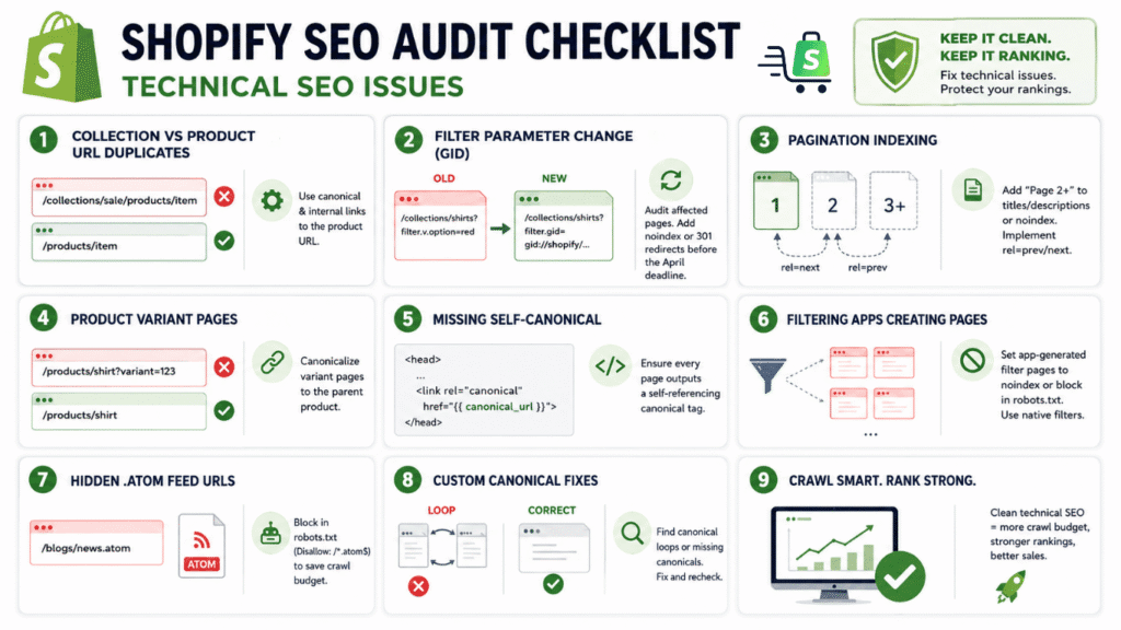 Shopify SEO audit checklist technical issues