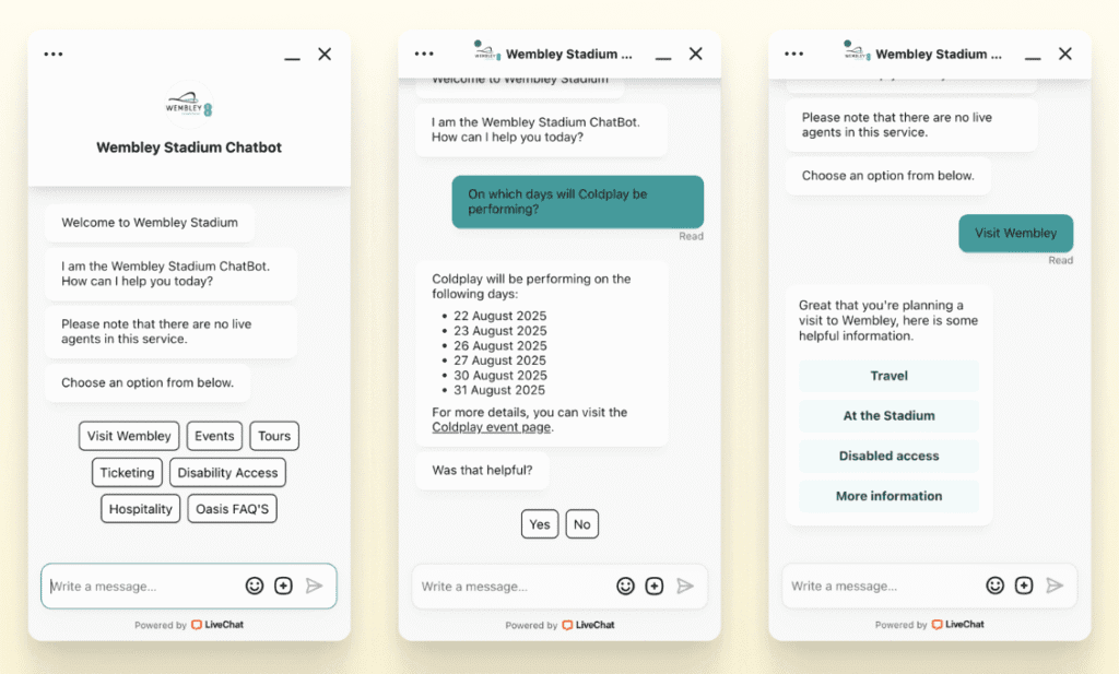 Wembley Stadium chatbot