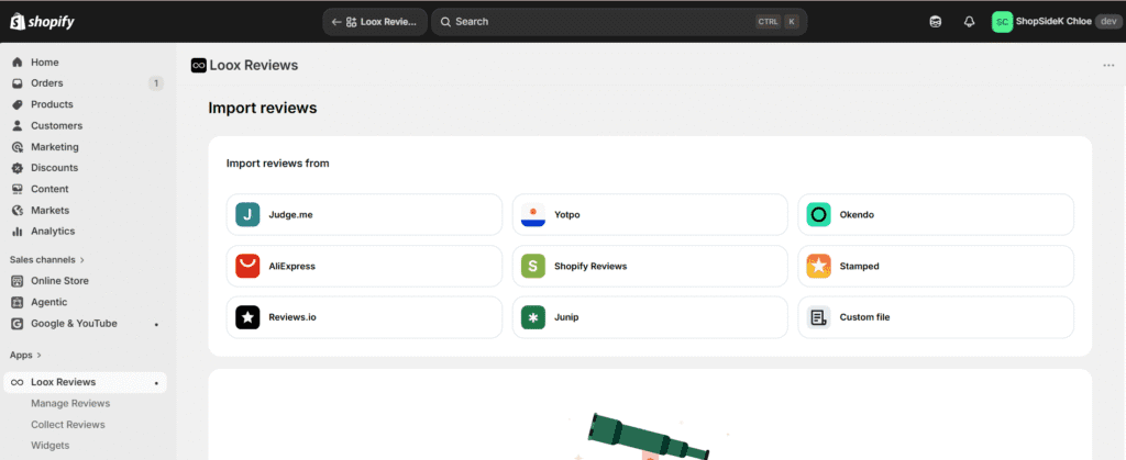 import reviews to Loox Shopify app