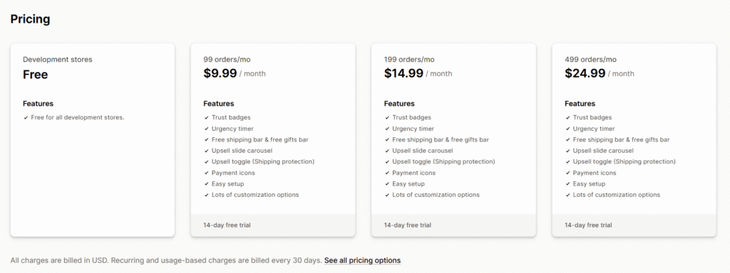 kaching cart upsell pricing