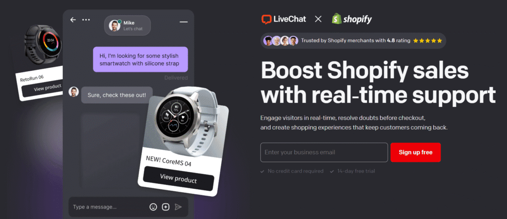 livechat shopify app banner