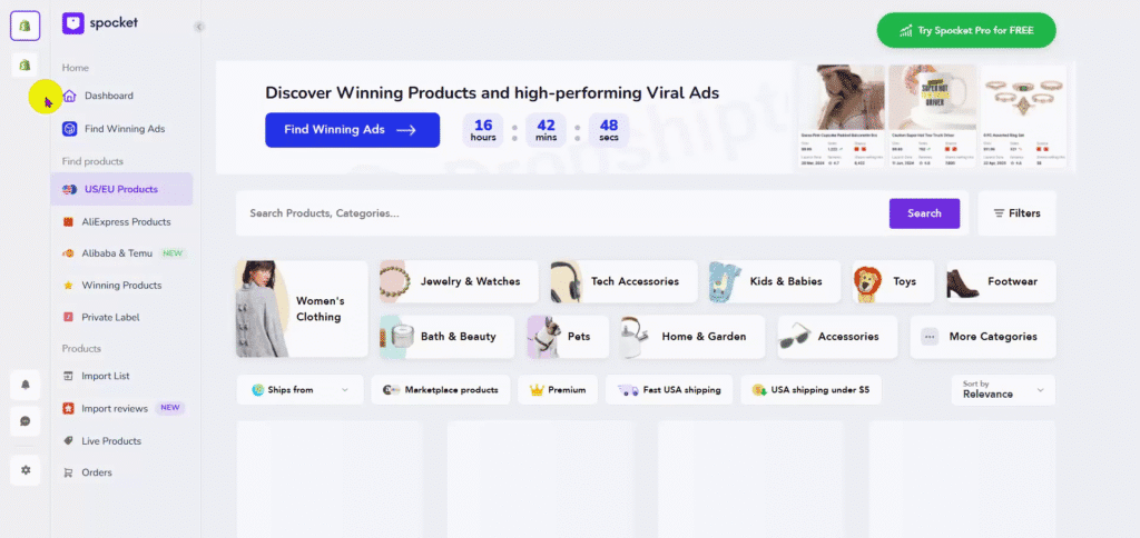 spocket dashboard