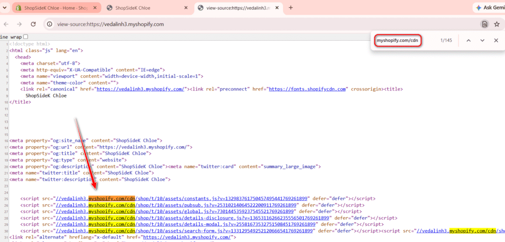view source myshopify domain